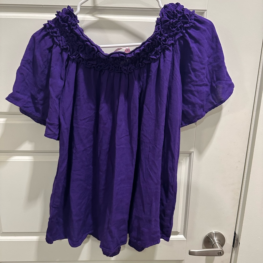 Purple off the shoulder blouse